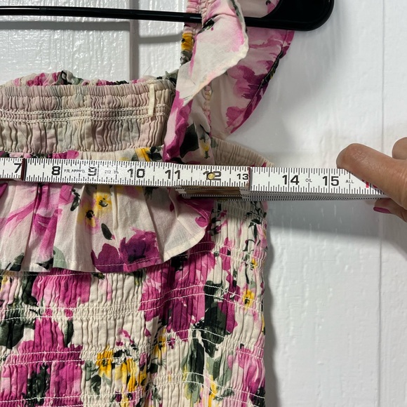 NWT Abercrombie & Fitch Off the shoulder pink floral smocked dress large Petite - Picture 7 of 8